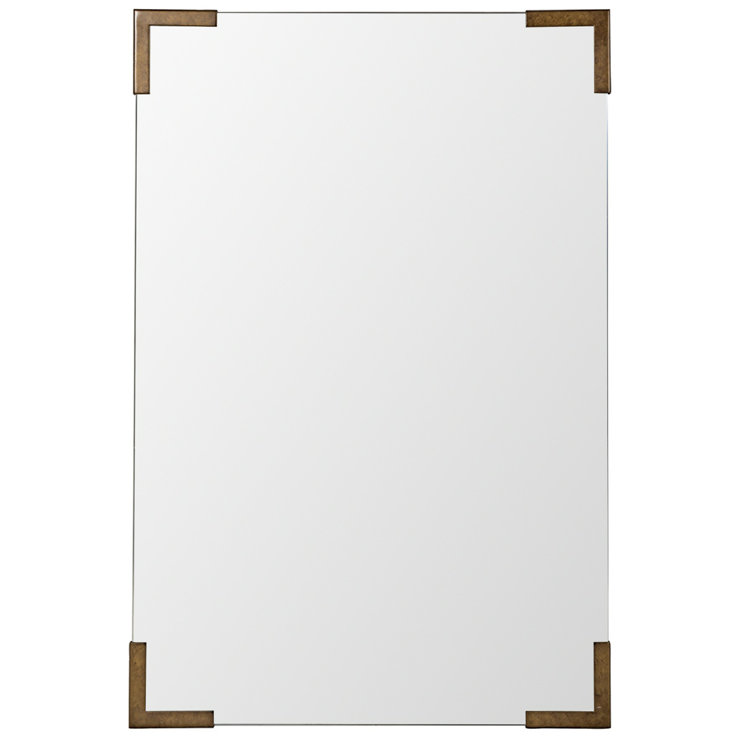 Large Rectangular Brown Metal Wall Mirror