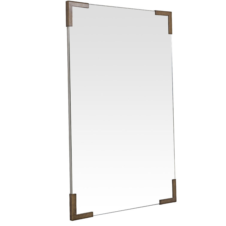 Large Rectangular Brown Metal Wall Mirror