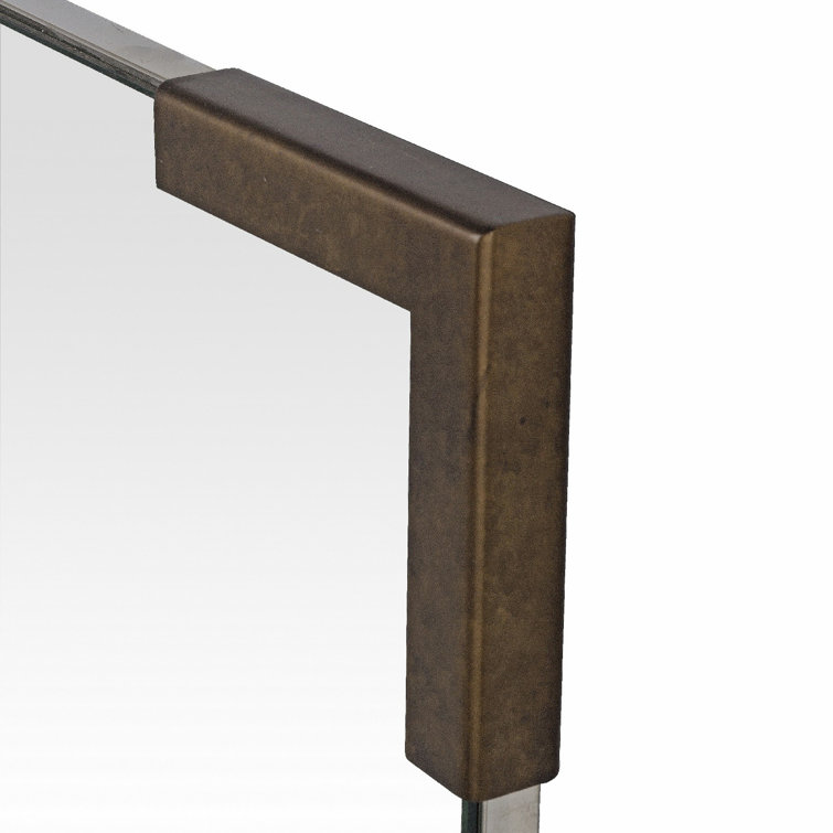 Large Rectangular Brown Metal Wall Mirror