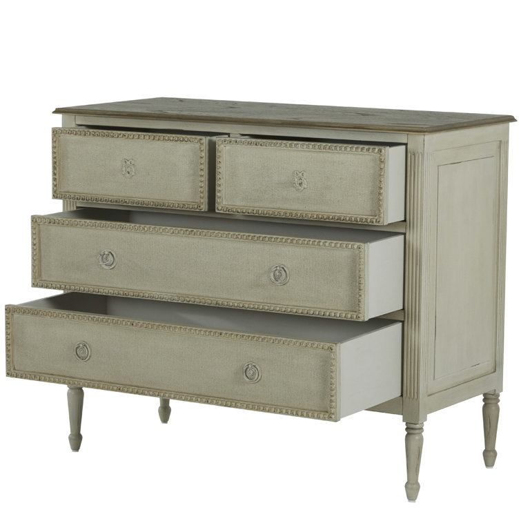 Caroline Coastal Gray & White Mahogany 4-Drawer Chest