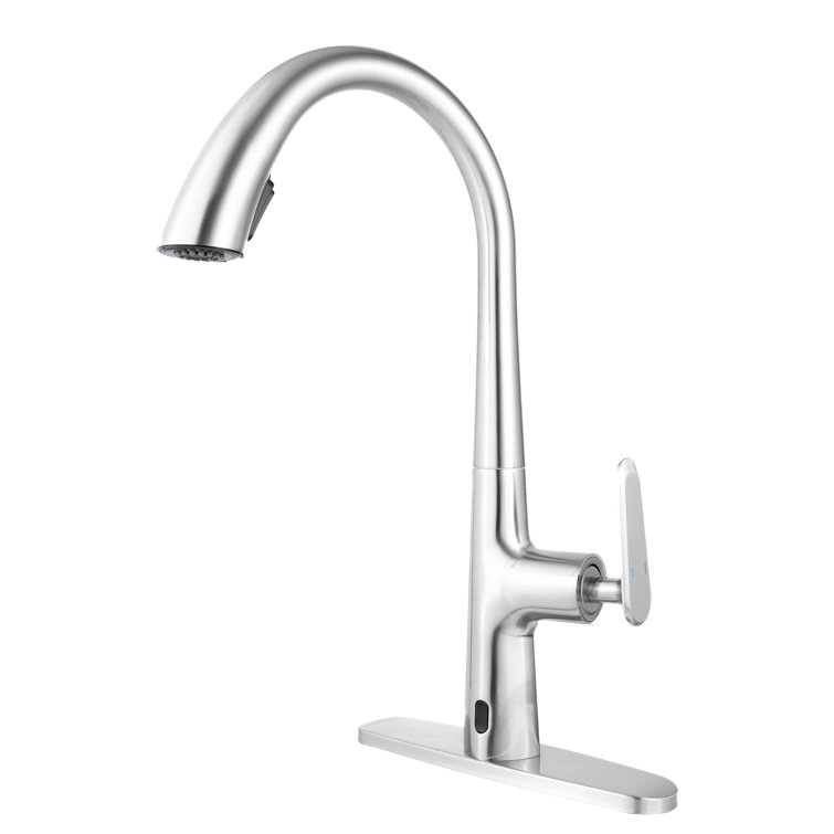 Brushed Nickel Touchless Pull Down Kitchen Faucet with Pull-out Spray