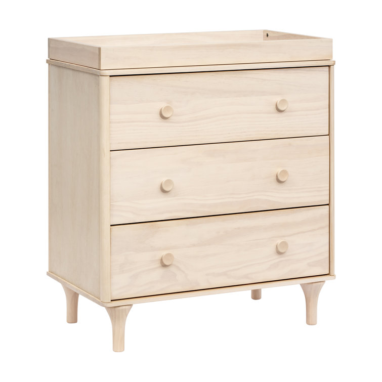 Lolly Minimalist Light Wood 3-Drawer Chest Dresser with Tapered Legs