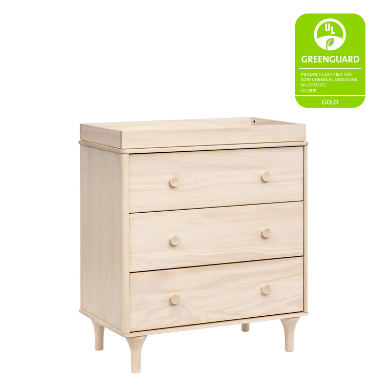 Lolly Minimalist Light Wood 3-Drawer Chest Dresser with Tapered Legs