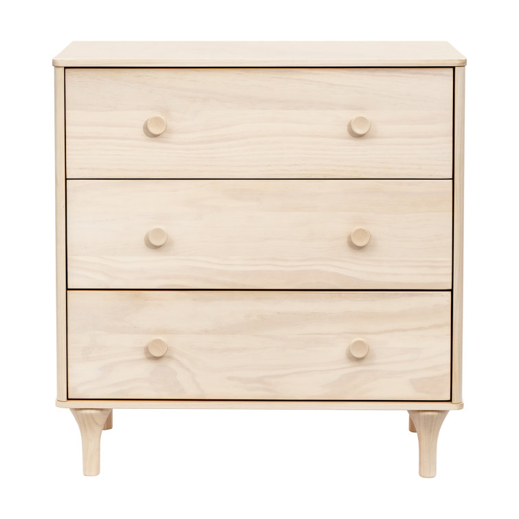 Lolly Minimalist Light Wood 3-Drawer Chest Dresser with Tapered Legs
