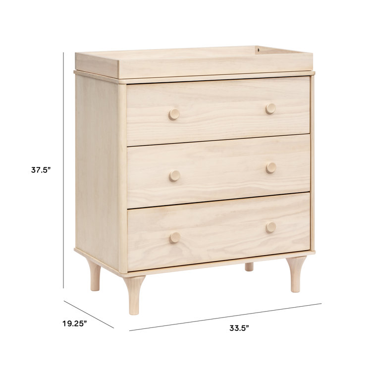 Lolly Minimalist Light Wood 3-Drawer Chest Dresser with Tapered Legs