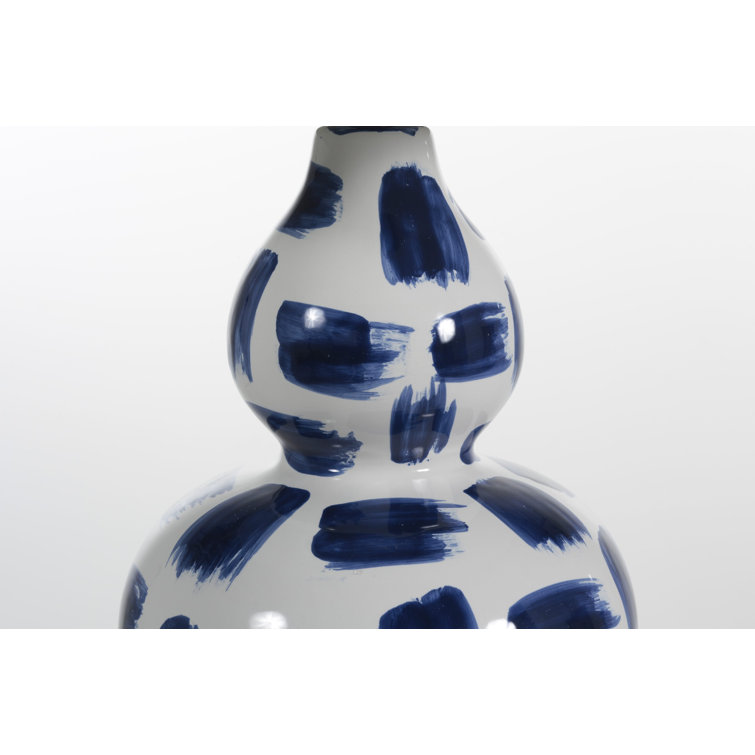 Luca Blue Ceramic Table Lamp with Linen Shade