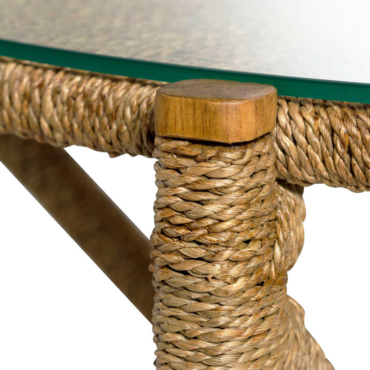 Transitional Nigel 26'' Brown Wood and Glass Round End Table