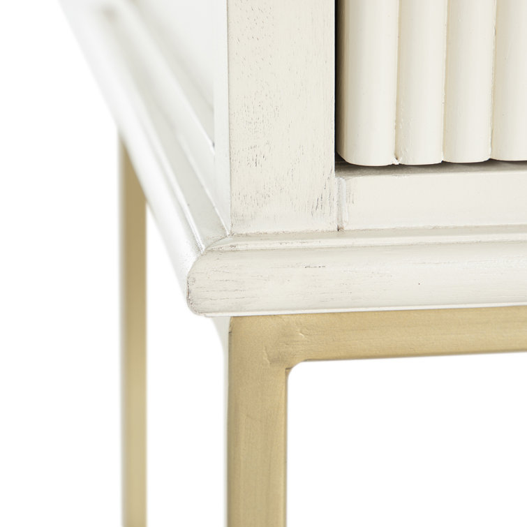 Riggs Transitional 2-Drawer Nightstand in Gold/White with Bonus Shelf