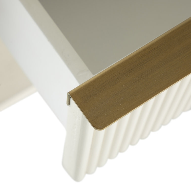 Riggs Transitional 2-Drawer Nightstand in Gold/White with Bonus Shelf