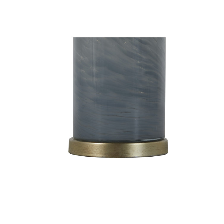 Gray Swirled Glass and Champagne Table Lamp with Linen Shade