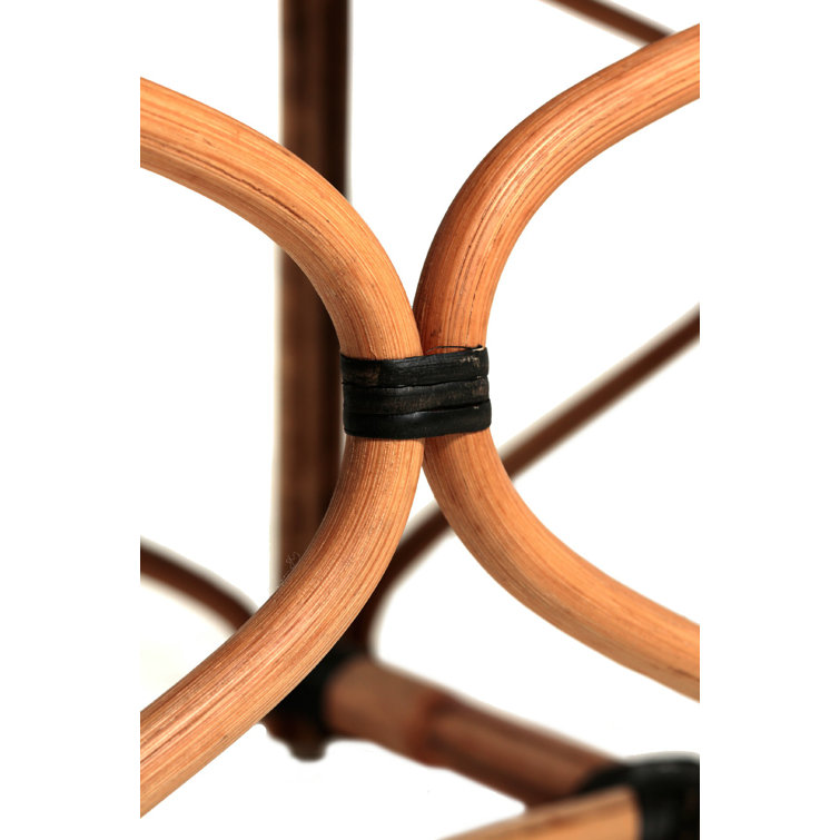 Brian 24.5" Black/Beige Woven Rattan Accent Stool