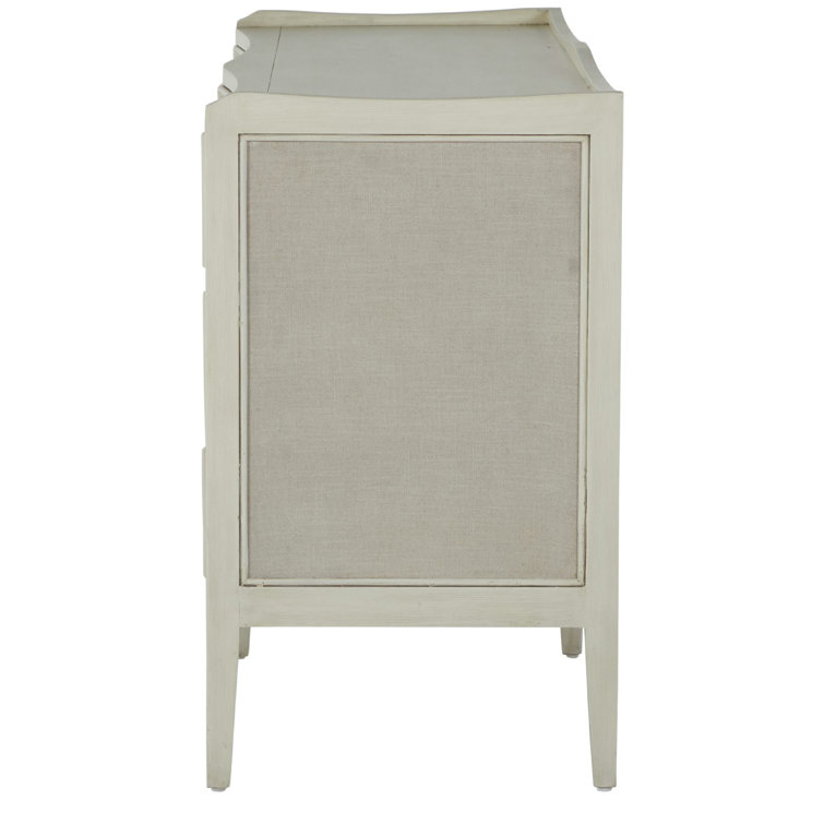 Naomi Transitional 6-Drawer Dresser in Antique Cream and Natural Linen