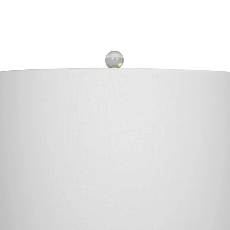 Wade Antique Brass and Clear Acrylic Table Lamp with White Linen Shade