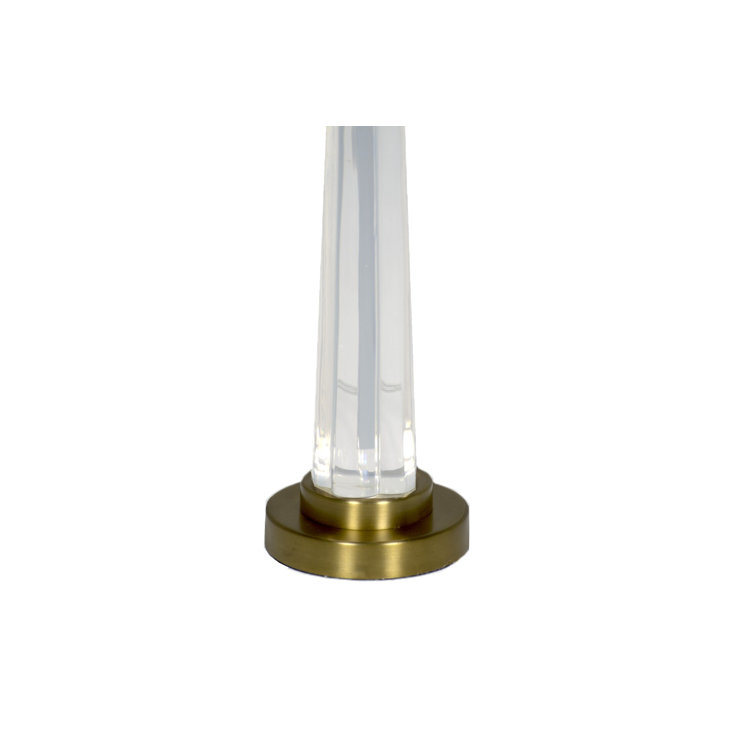Wade Antique Brass and Clear Acrylic Table Lamp with White Linen Shade