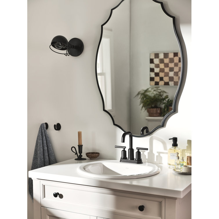 Matte Black Metal Modern Centerset Bathroom Faucet with Drain Assembly