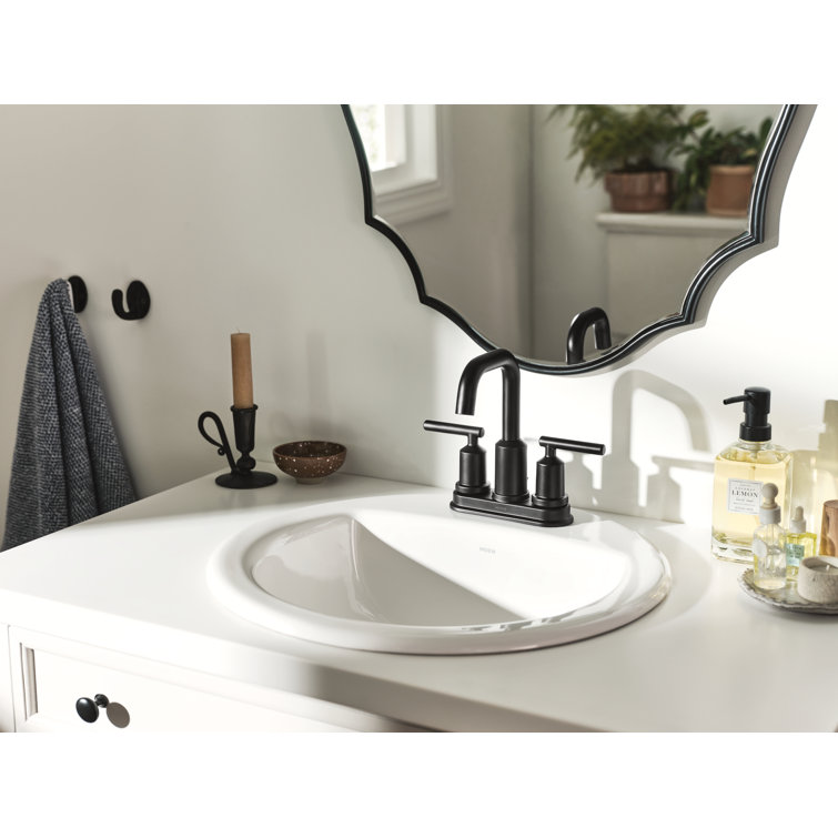 Matte Black Metal Modern Centerset Bathroom Faucet with Drain Assembly