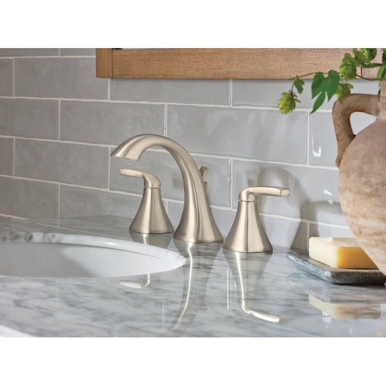 Elegant Voss Brushed Nickel Two-Handle Widespread Bathroom Faucet