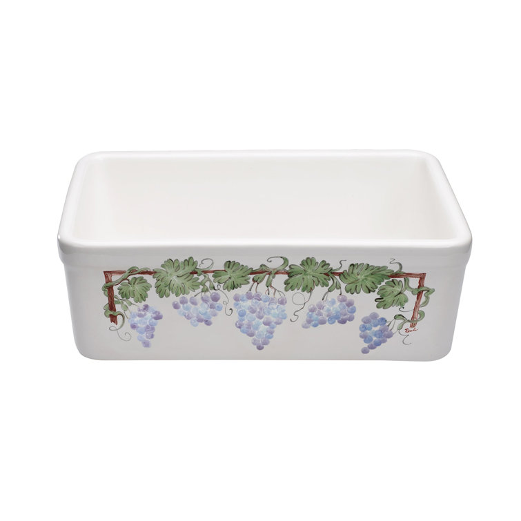Hand-Painted Grape Design Fireclay Farmhouse Sink