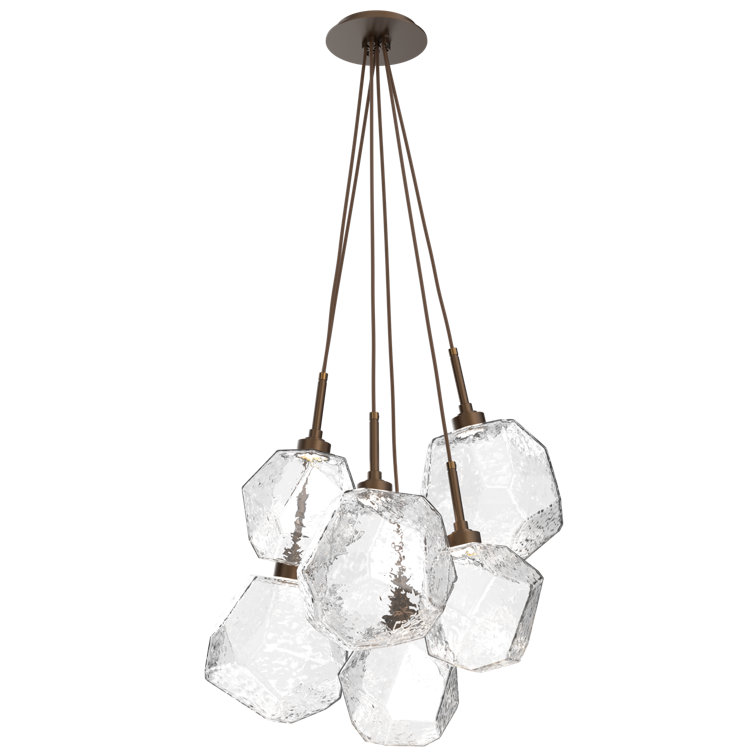 Gem 6-Light Clear Glass LED Cluster Pendant with Bronze Finish