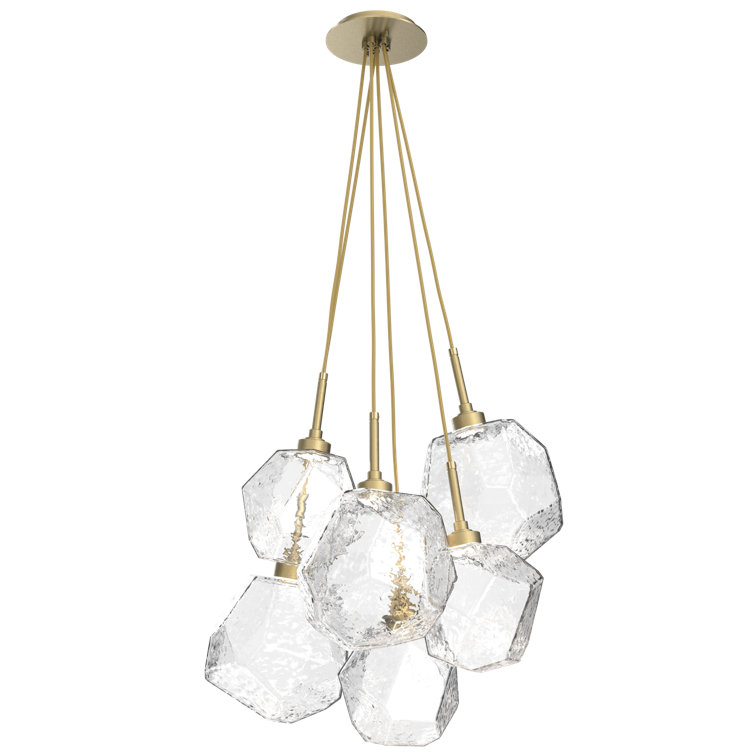 Gilded Brass & Clear Glass LED Cluster Pendant Light