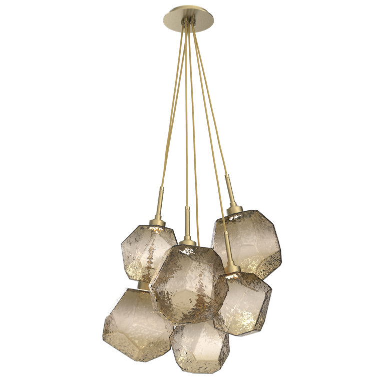 Matte Black and Bronze Glass 18" LED Cluster Pendant