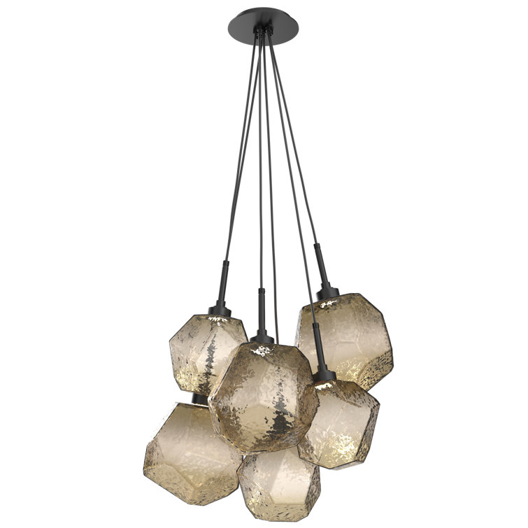 Matte Black and Bronze Glass 6-Light LED Pendant