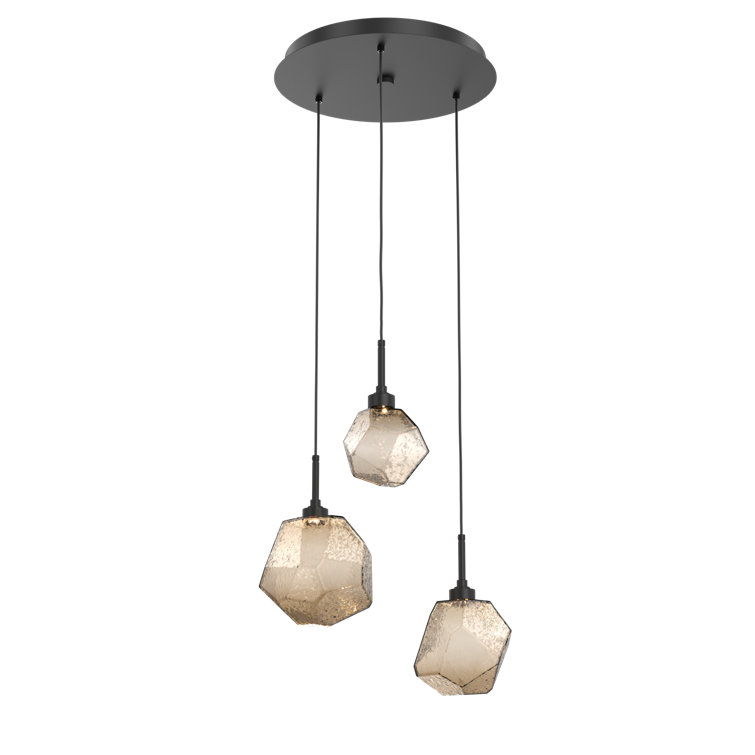 Gem Round 3-Light LED Cluster Pendant in Matte Black and Bronze