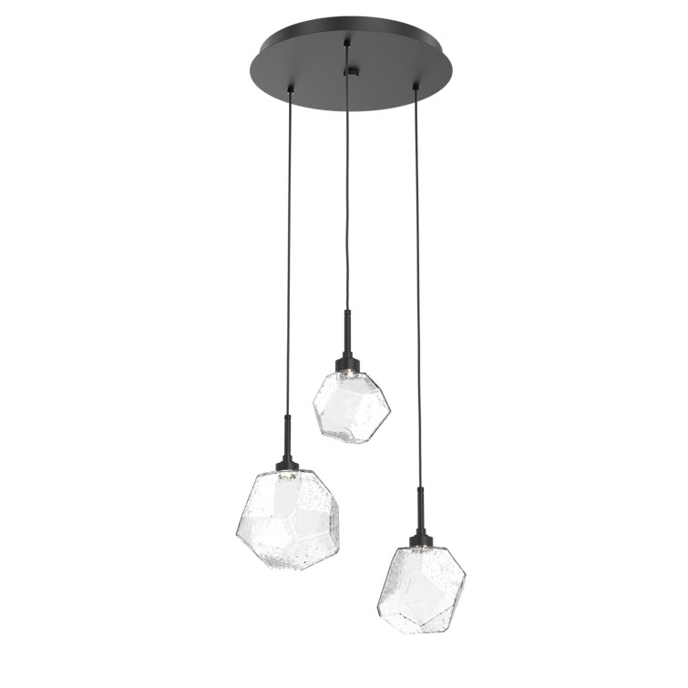 Matte Black Glass 3-Light LED Cluster Pendant