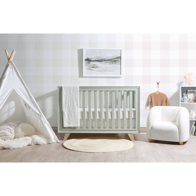 Wooster Sage Green 3-in-1 Convertible Crib with Adjustable Mattress Heights