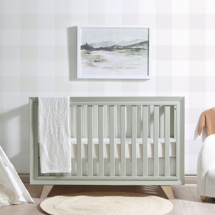 Wooster Sage Green 3-in-1 Convertible Crib with Adjustable Mattress Heights