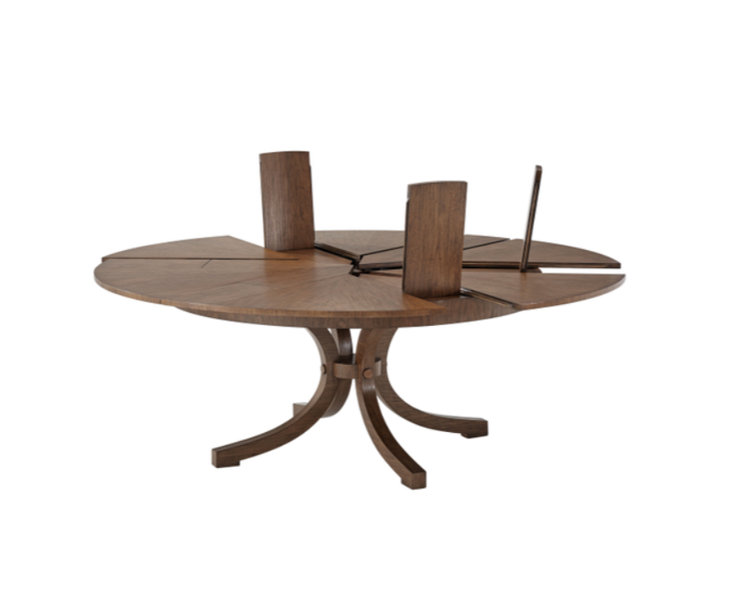 Contemporary Mahogany Extendable Round Dining Table