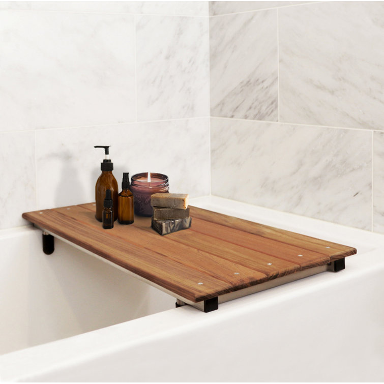 Adjustable Teak Wood Spa Tub Seat with Stainless Steel Frame