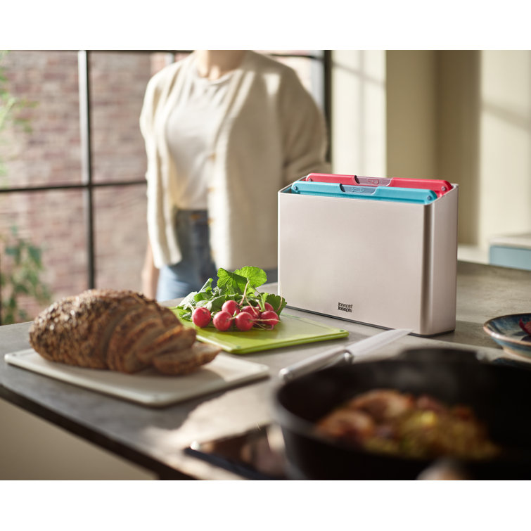 Multi-Color Plastic 4-Piece Rectangular Cutting Board Set with Storage Case