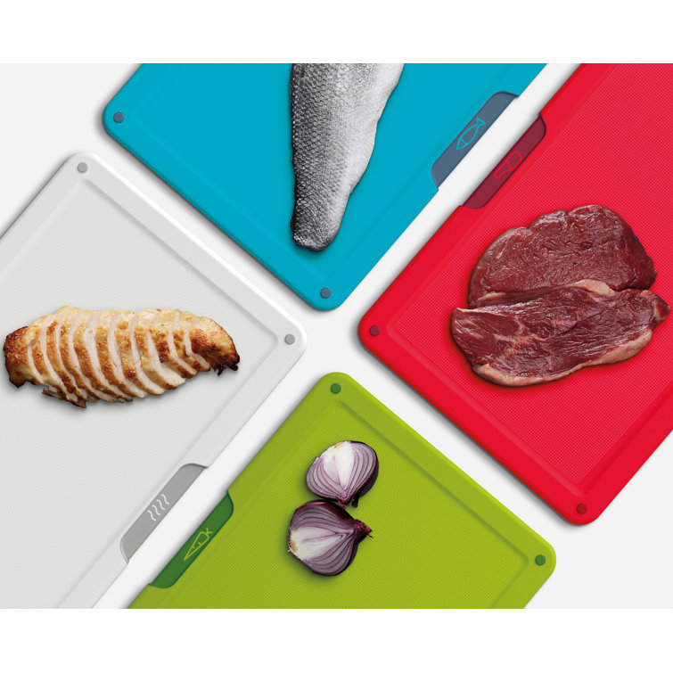 Multi-Color Plastic 4-Piece Rectangular Cutting Board Set with Storage Case