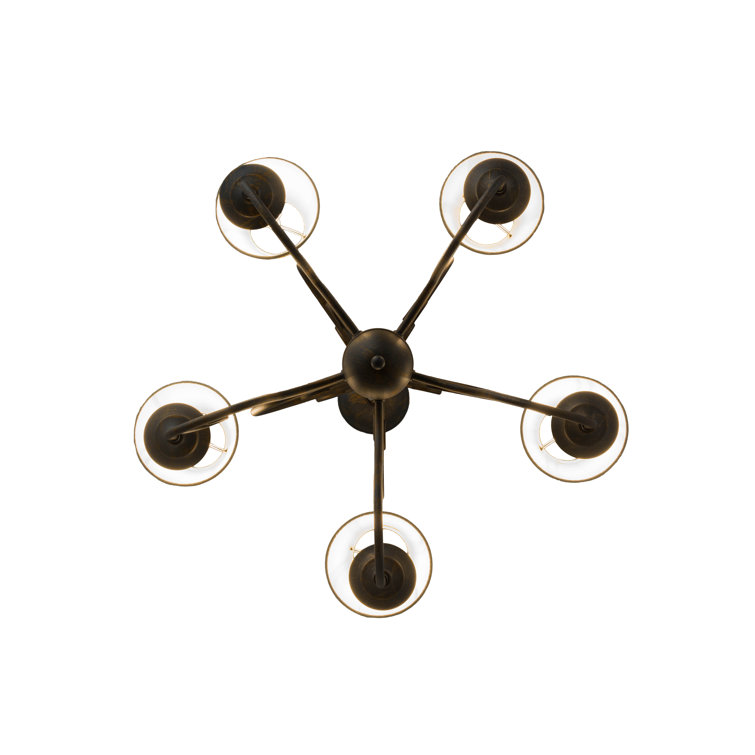 French Bronze 5-Light Mini Empire Chandelier with Beige Shades