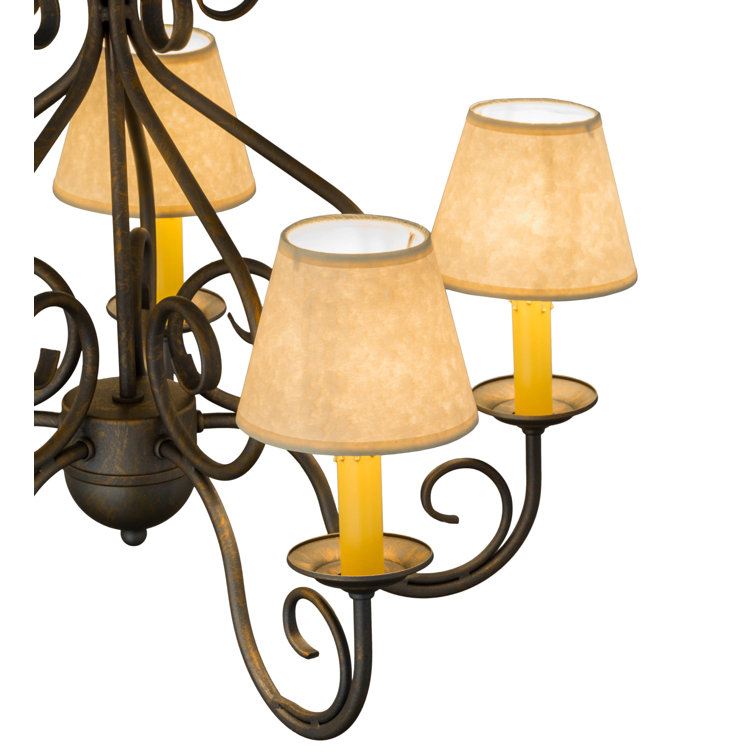 French Bronze 5-Light Mini Empire Chandelier with Beige Shades