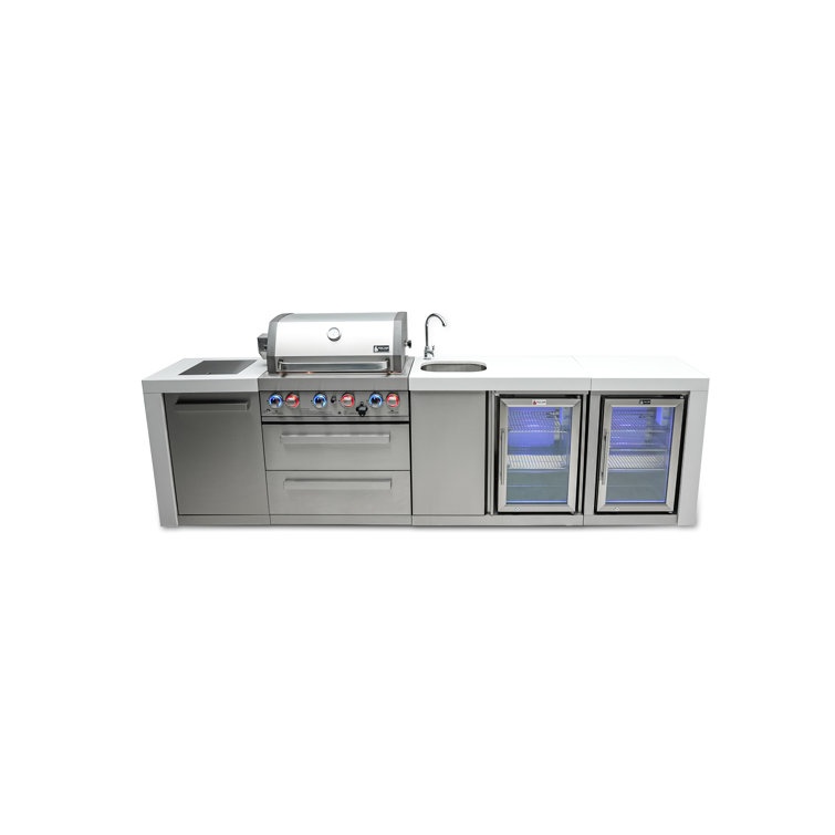 Mont Alpi Deluxe Stainless Steel Island BBQ Grill with Beverage Center