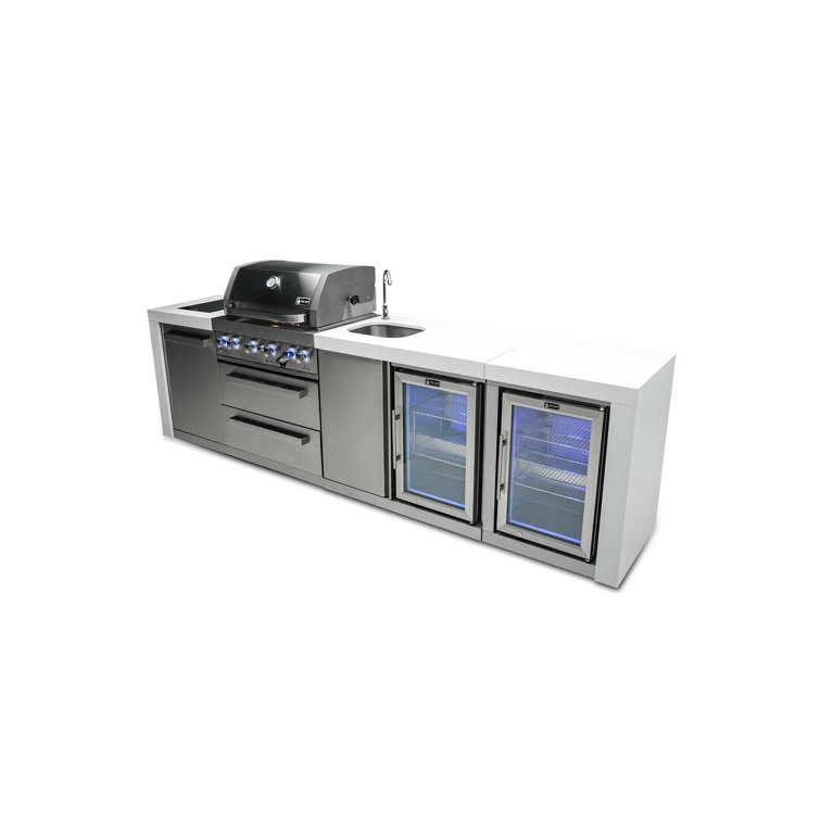 Mont Alpi Deluxe Stainless Steel Island BBQ Grill with Beverage Center