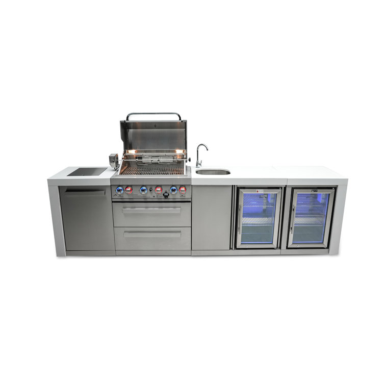 Mont Alpi Deluxe Stainless Steel Island BBQ Grill with Beverage Center