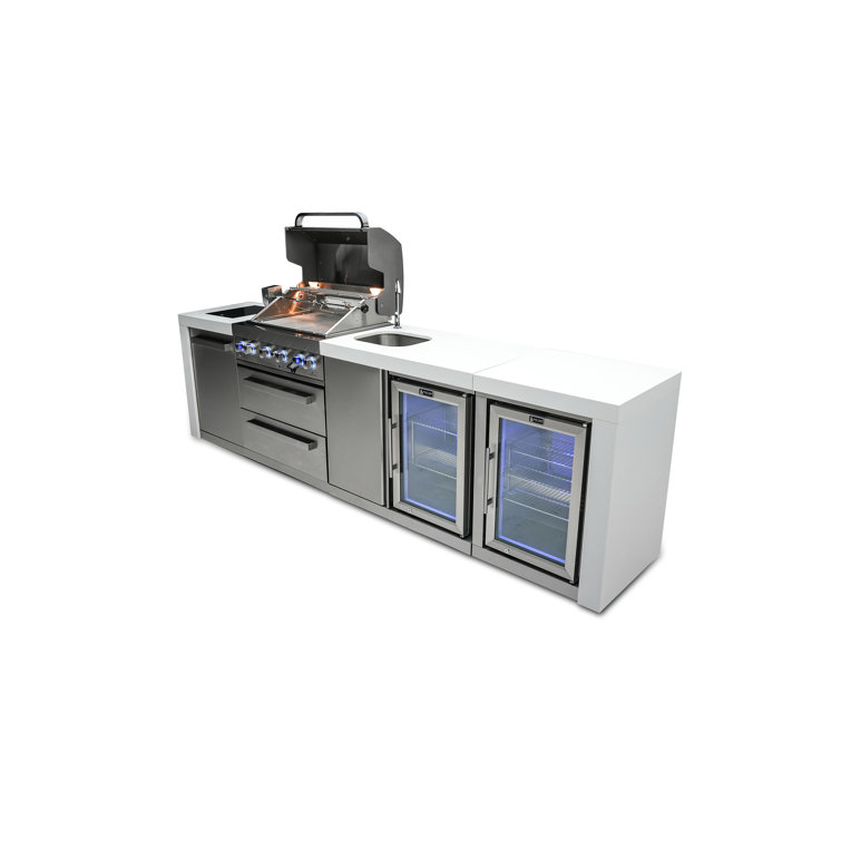 Mont Alpi Deluxe Stainless Steel Island BBQ Grill with Beverage Center