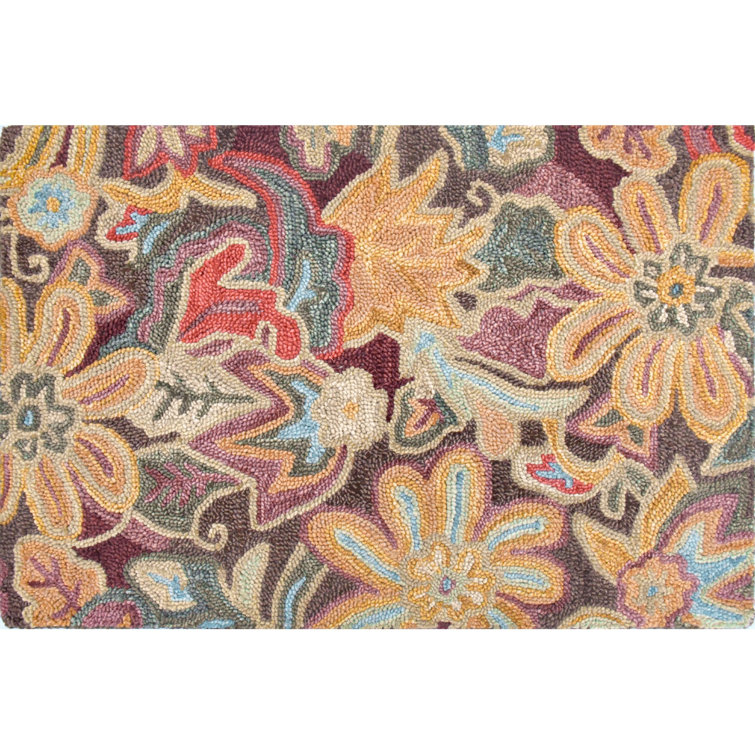 Floral Tapestry Hand-Tufted Wool Spice Rectangular Rug 9' x 13'