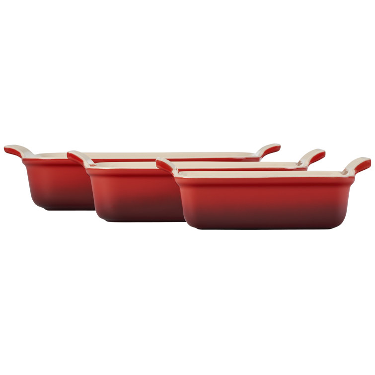 Cerise Red Stoneware Non-Stick Rectangular Baker Dish Set
