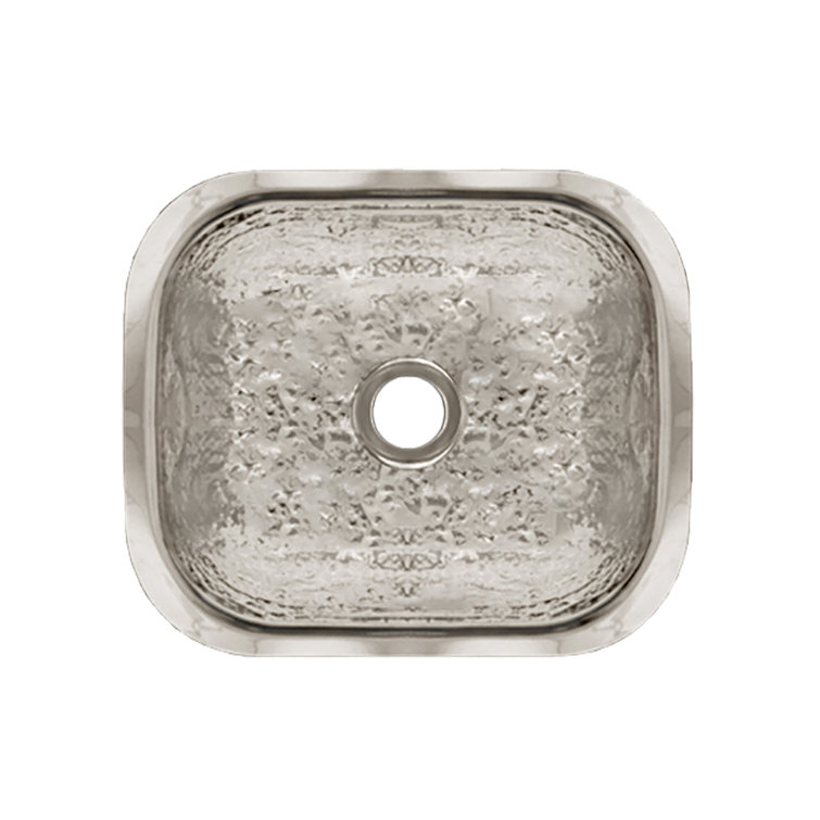 Hammered Stainless Steel Rectangular Undermount Prep Sink, 18" x 16"