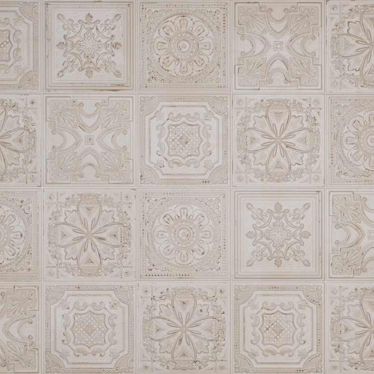 Fitz 8" x 8" White and Brown Ceramic Wall Tile