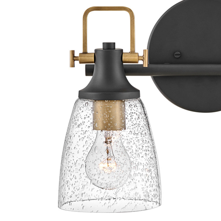 Easton Heritage Brass & Black 2-Light Dimmable Vanity Light with Clear Seedy Glass