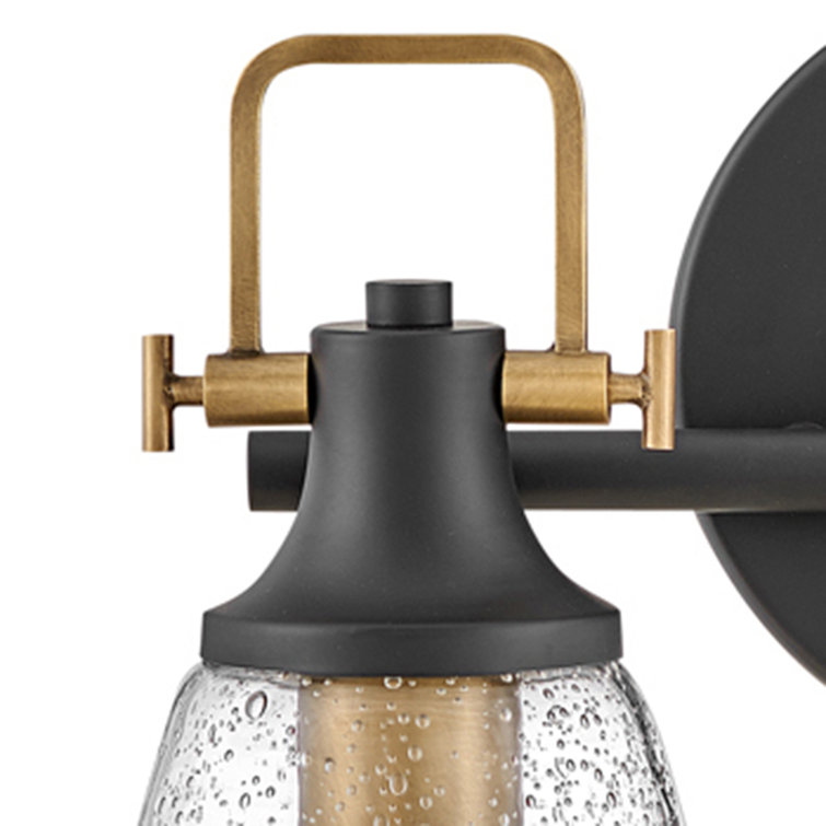Easton Heritage Brass & Black 2-Light Dimmable Vanity Light with Clear Seedy Glass