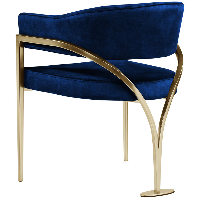 Madelyn Navy Velvet Upholstered Barrel-Back Dining Chair, Set of 2