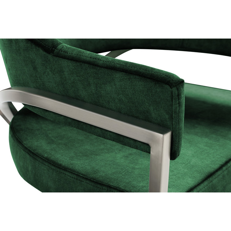 Contemporary Green Velvet Upholstered Dining Chair with Metal Frame