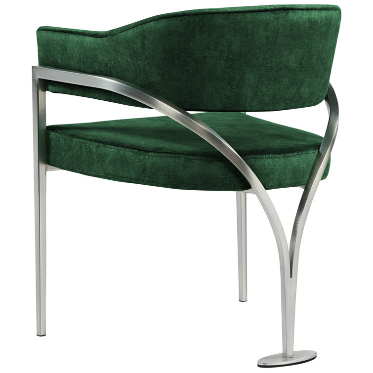 Contemporary Green Velvet Upholstered Dining Chair with Metal Frame