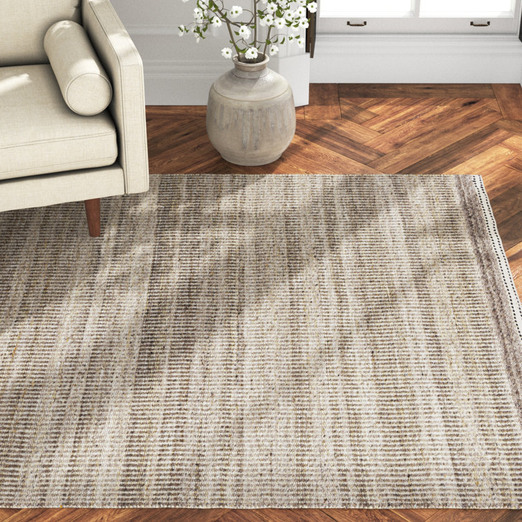 Handmade Black and Beige Wool Tufted 6' x 9' Rug